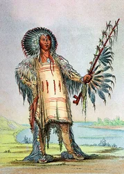 Mandan indián Ha-Na-Tah-Muah, farkasfőnök