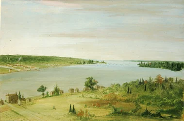 Sault Ste. Marie, a távolban az Egyesült Államok helyőrségével