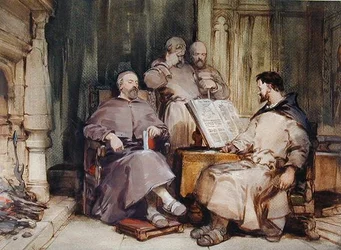A négy szerzetes (akvarell és gouache papíron)