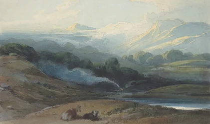Hegyvidéki tájon pihenő szarvasmarha, kb. 1808-12.