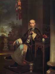 How Qua, a Hong Merchants vezetője Kantonban, 1830
