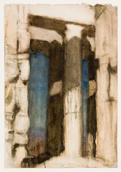 A Parthenon ajtaja (szén, akvarell és gouache, papír)