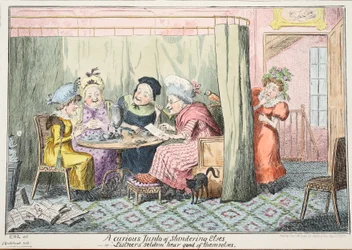 A rágalmazó elfek kíváncsi juntója – avagy „A hallgatók ritkán hallanak jót magukról”, 1835 (kézzel színezett metszet)