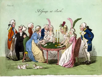 Egy csoport Bathban, 1796 (kézzel színezett akvatinta)