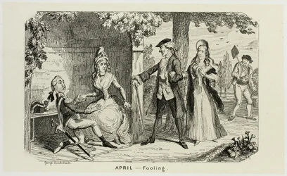 Április - Bolondozás George Cruikshank acélmetszeteiből a The Comic Almanacks című kötetbe: 1835-1853