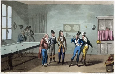 Férfiak a biliárdteremben – David Carey „élete Párizsban” című művében, ill. G. Cruikshank, London