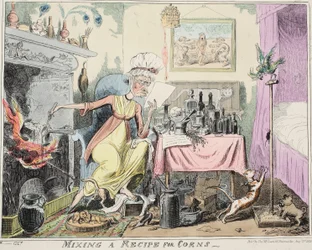 Keverés Egy Recept a kukoricához, pub. 1835 (kézzel színezett metszet)
