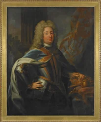 I. Frigyes (I. Frigyes) (1676-1751) svéd király és finn herceg portréja - Georg Engelhard Schroeder (1684-1750) festménye, olaj, vászon (143x114,5 cm)