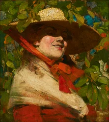 Lány szalmakalapos (olaj, vászon)