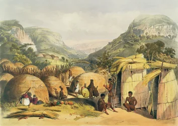 Inanda Kraal, Natal, 25. tábla a The Kafirs Illustrated-ből, 1849