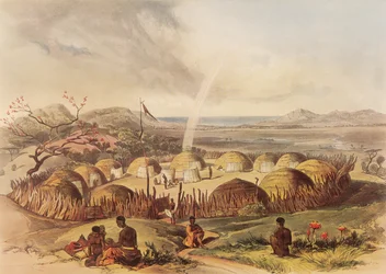 Tipikus kraal az Umlazi-folyó közelében Natalban