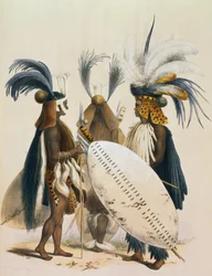 Panda király hadseregének zulu katonái, 20. lemez a „The Kafirs Illustrated”-ből, 1849