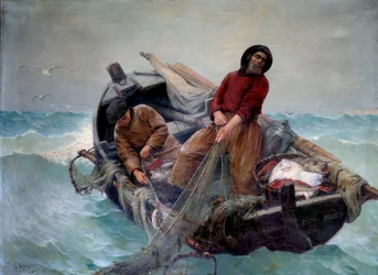 Halászat a nyílt tengeren. Georges Haquette (1854-1906) festménye