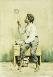 Szappanbuborékokat fújó fekete fiú, 1887