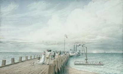 Gomolyfelhő vagy mennydörgésfelhő, Portland móló, Erie-tó, 1830-40-es évek (akvarell és ceruza papíron)