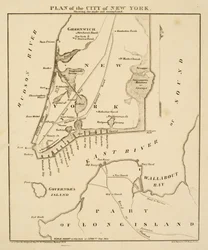 New York városának terve, melyen a mocsárvidék és a mocsárvidék látható, 1856 (fekete tinta, papír)