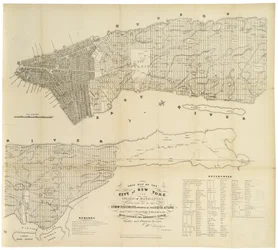 New York városának és Manhattan szigetének ez a térképe a törvényhozás által kinevezett biztosok által. . ., 1853 (fekete tinta papíron)