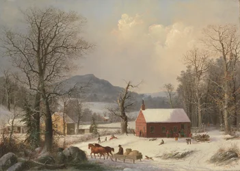 Vörös iskolaház vidéki jelenet, 1858.