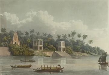 Hindoo pagodák Barrackpore alatt a Gangesznél