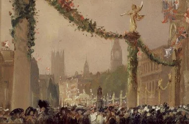 Díszítések Whitehallban V. György király koronázására