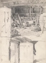 Tanulmány a "The Goose" számára, 1867: Egy pajta belseje