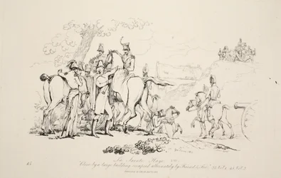 La Sainte Haye: Közel egy nagy épülethez, felváltva a Friend és az Ellen, kocsma. J. Booth, 1816