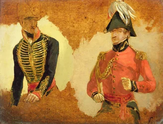 Tanulmányok a királyi lótüzérségi egyenruháról és egy Kr. e. a főparancsnoknak: egy tanulmány a Waterloo-i csatához (olaj a fedélzeten)