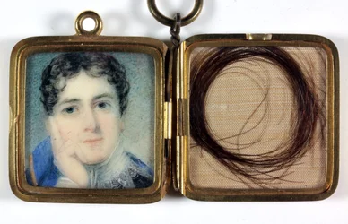 Lord Charles Bentinck (1780-1826), arany medál hajfürttel a szemközti rekeszben