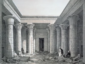 A Nagy Templom udvara, Philae, Egyiptom, 1843