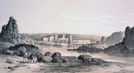 Philae, Délre néz, Egyiptom, 1843