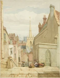 Queen Street [későbbi karácsonyi lépések] (ceruza és akvarell papíron)