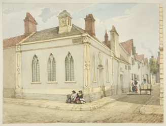 Trinity Chapel and Almshouse (ceruza és akvarell papíron)