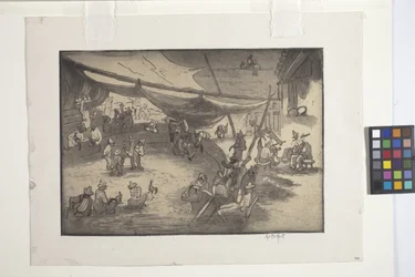 A madarak párosítása és mérlegelése (rézkarc, puha őrölt rézkarc és akvatinta krémszőtt papíron)