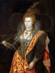 I. Erzsébet angol királynő (1533-1603) portréja balettjelmezben, Íriszként, Szivárvány-portré