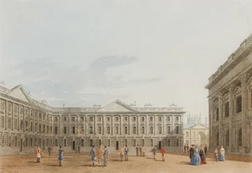 Keletre néző Peckwater Quad, Christ Church, Oxford, 1850 (tinta és WC papíron)