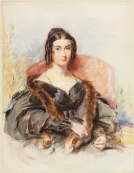 Női portré, 1830-1835 körül (akvarell, grafittal, fehér festékkel kiemelve )