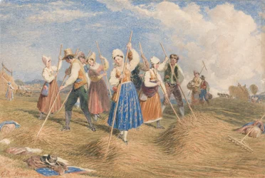 Szénavarrók a mezőn
