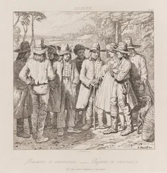 Parasztok társalgása, München, 1821 körül (rézkarc)