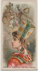 Gustavus Adolphus Fesztivál, Svédország, a Holidays N80 sorozatból Duke márkájú cigarettához..., 1890.