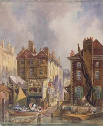 Old Hungerford Market a folyó felől, London, 1810 körül