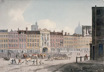Smithfield Market, London City, 1810.