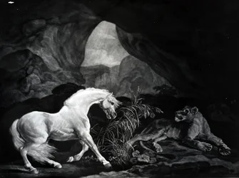 Ló, akit egy oroszlán megriadt, Benjamin Green metszet, 1774
