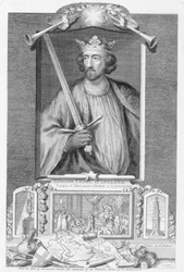 I. Edward (1239-1307) Anglia királya 1272-től, egy szobor maradványai után, a művész által metszett (metszet)