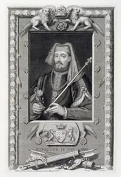 IV. Henrik (1367-1413) Anglia királya 1399-től, a Hampton Courtban található festmény után, a művész metszete.