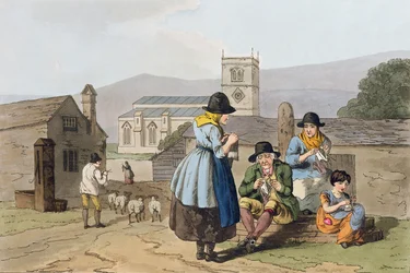 Wensleydale kötők, a "Yorkshire jelmeze"-ből, vésette Robert Havell (1769-1832) 1814