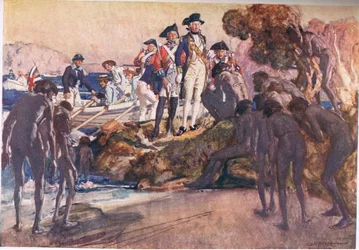 Phillip kormányzó Sydney Cove-ban (színes litó)