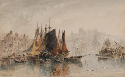 Whitby Harbour (tinta és WC papíron)
