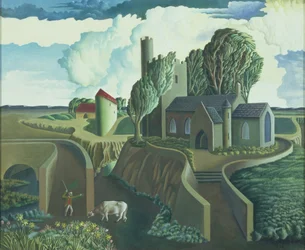 Egy dombtetőn lévő templom, 1930-as évek
