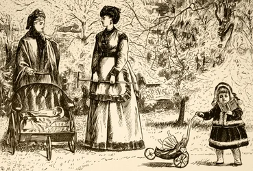 Egy rajzfilm „Öröklés vagy vizionista?” címmel. Illusztrálta: George du Maurier (1834-1896) francia-brit karikaturista és író