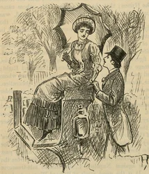 Flörtölni. George du Maurier (1834-1896) 1882-ben megjelent illusztrációja.